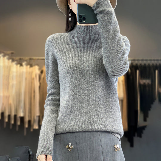Damen Premium-Feinstrick-Mockneckpullover mit extra langen Ärmelabschlüssen und feiner Rippenstruktur Shop Nory