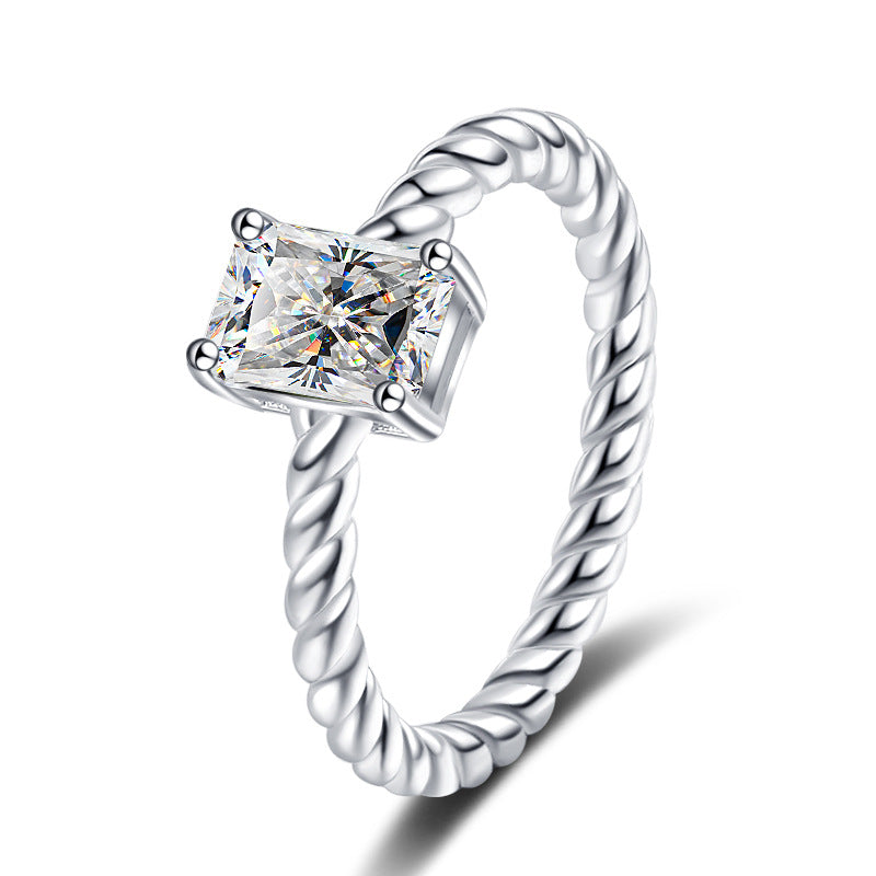Damenring mit elegantem quadratischem Zirkonia und drehbarem Design Shop Nory
