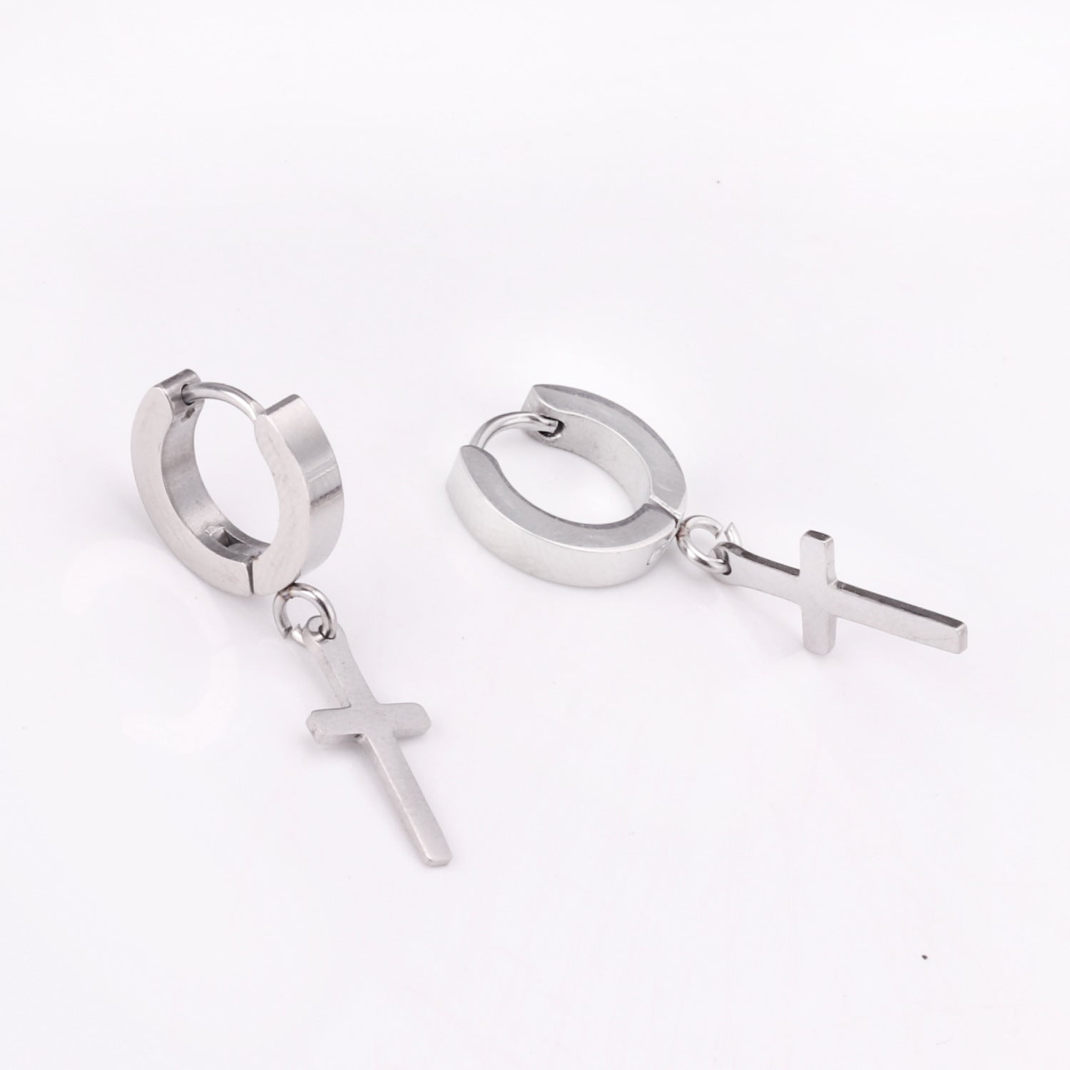 Damen hängende Ohrstecker mit Kreuzdesign aus glänzendem Edelstahl Shop Nory