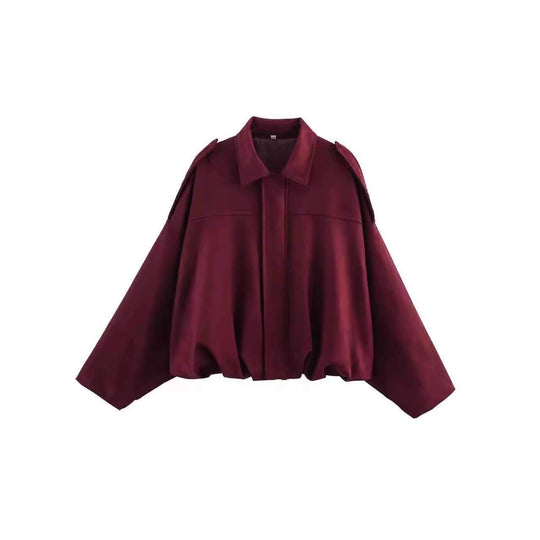 Damen Kurzjacke im Oversize‑Schnitt mit Ballon Saum und Schulterklappen Shop Nory