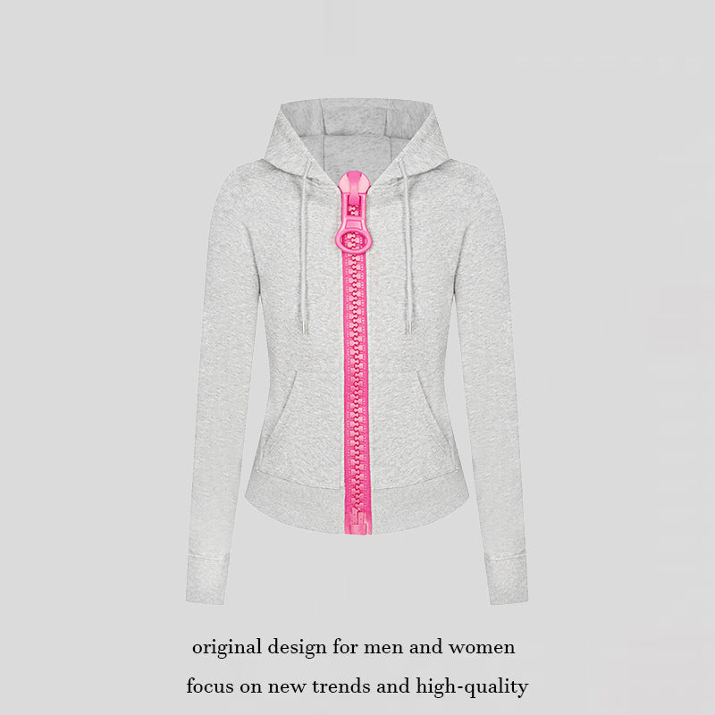 Damen Kapuzen-Sweatjacke mit markantem Zierreißverschluss und Kängurutasche Shop Nory