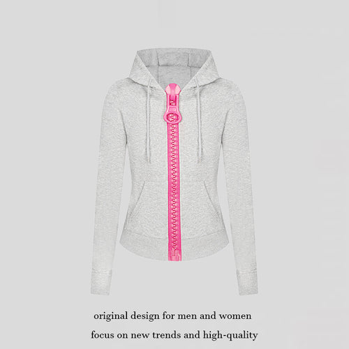 Damen Kapuzen-Sweatjacke mit markantem Zierreißverschluss und Kängurutasche Shop Nory