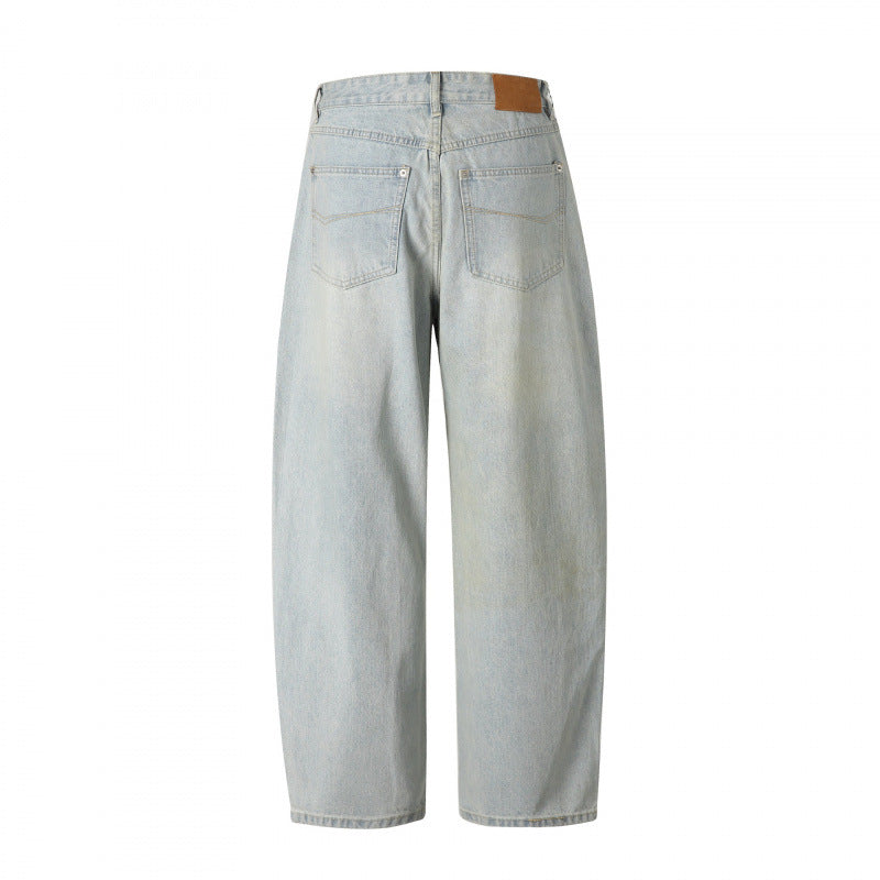 Damen Locker geschnittene Straight‑Leg Denimhose mit hoher Taille und soften Stonewash-Details Shop Nory