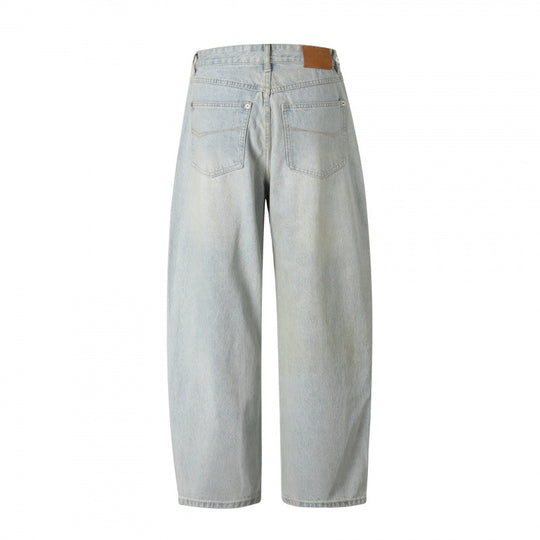 Damen Locker geschnittene Straight‑Leg Denimhose mit hoher Taille und soften Stonewash-Details Shop Nory