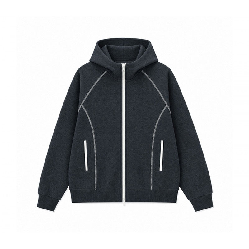 Herren Sportliche Kapuzen-Sweatjacke mit Kontrast-Reißverschluss und ergonomischen Nähten Shop Nory