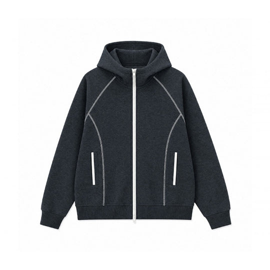 Herren Sportliche Kapuzen-Sweatjacke mit Kontrast-Reißverschluss und ergonomischen Nähten Shop Nory