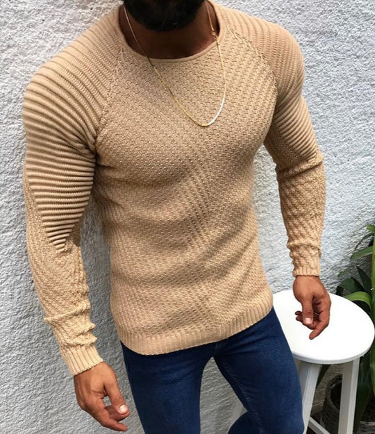 Herren strukturierter Slim-Fit Raglanpullover aus feinem Rippen- und Waffelstrick Shop Nory