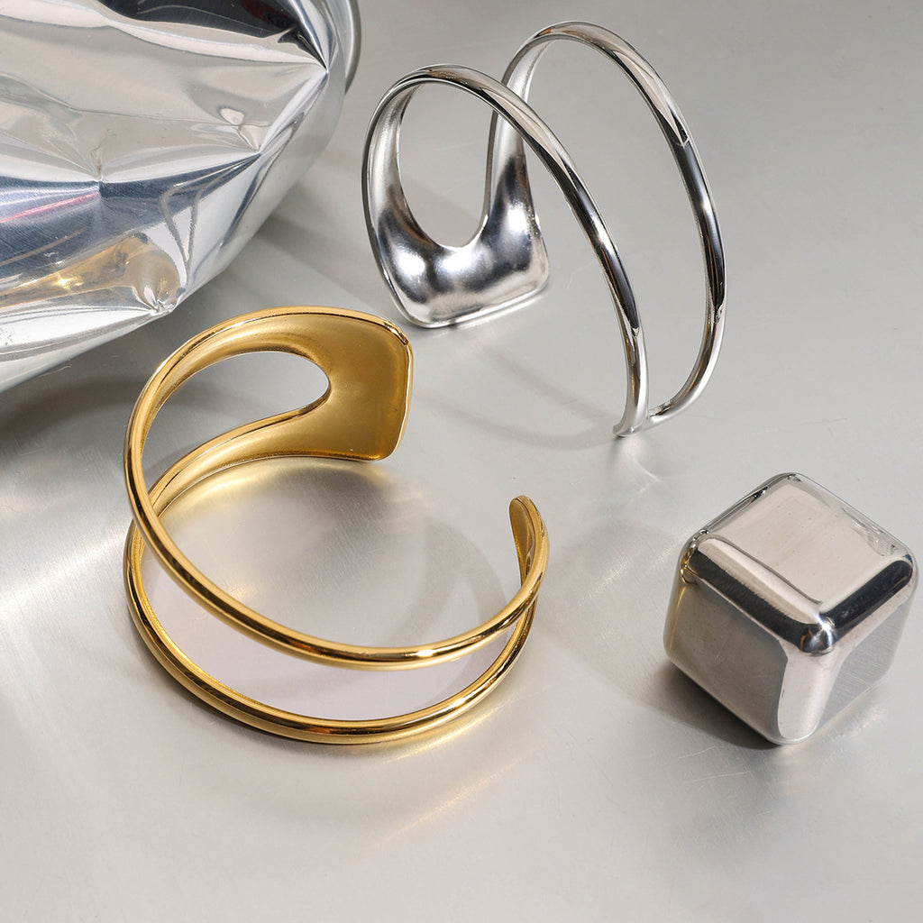 Damen Offener Armreif aus hypoallergenem Edelstahl mit elegantem Design Shop Nory