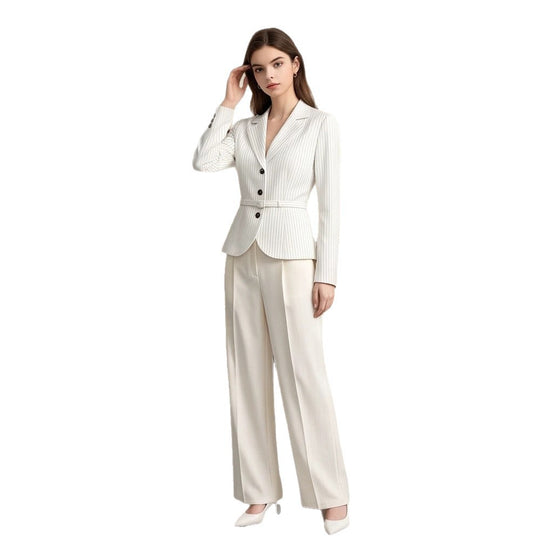 Damen Tailliertes Nadelstreifen-Blazer- und Palazzo-Hosen-Set Shop Nory