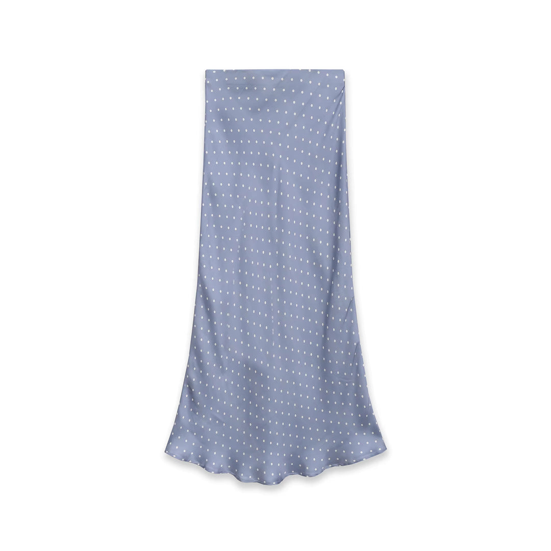 Damen Midi-Rock aus Satin im A-Linien-Schnitt mit hoher Taille und Polka-Dot-Print Shop Nory