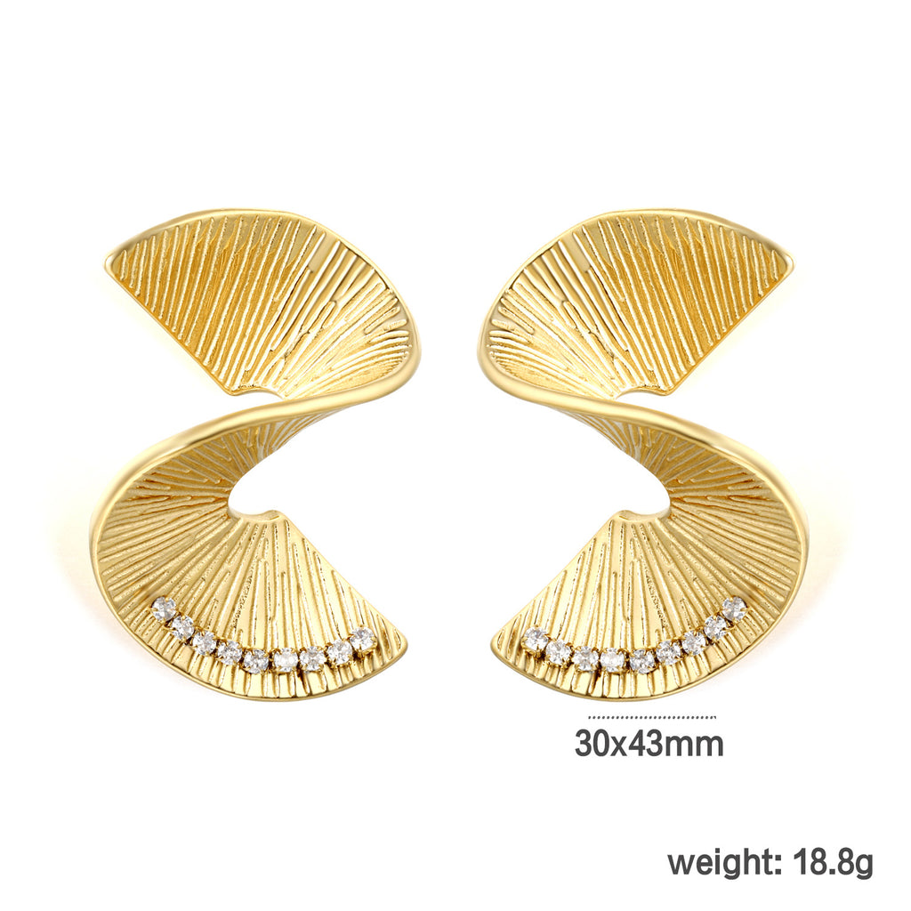 Damen moderne Ohrstecker aus goldplattiertem Edelstahl mit geschwungenem Design Shop Nory