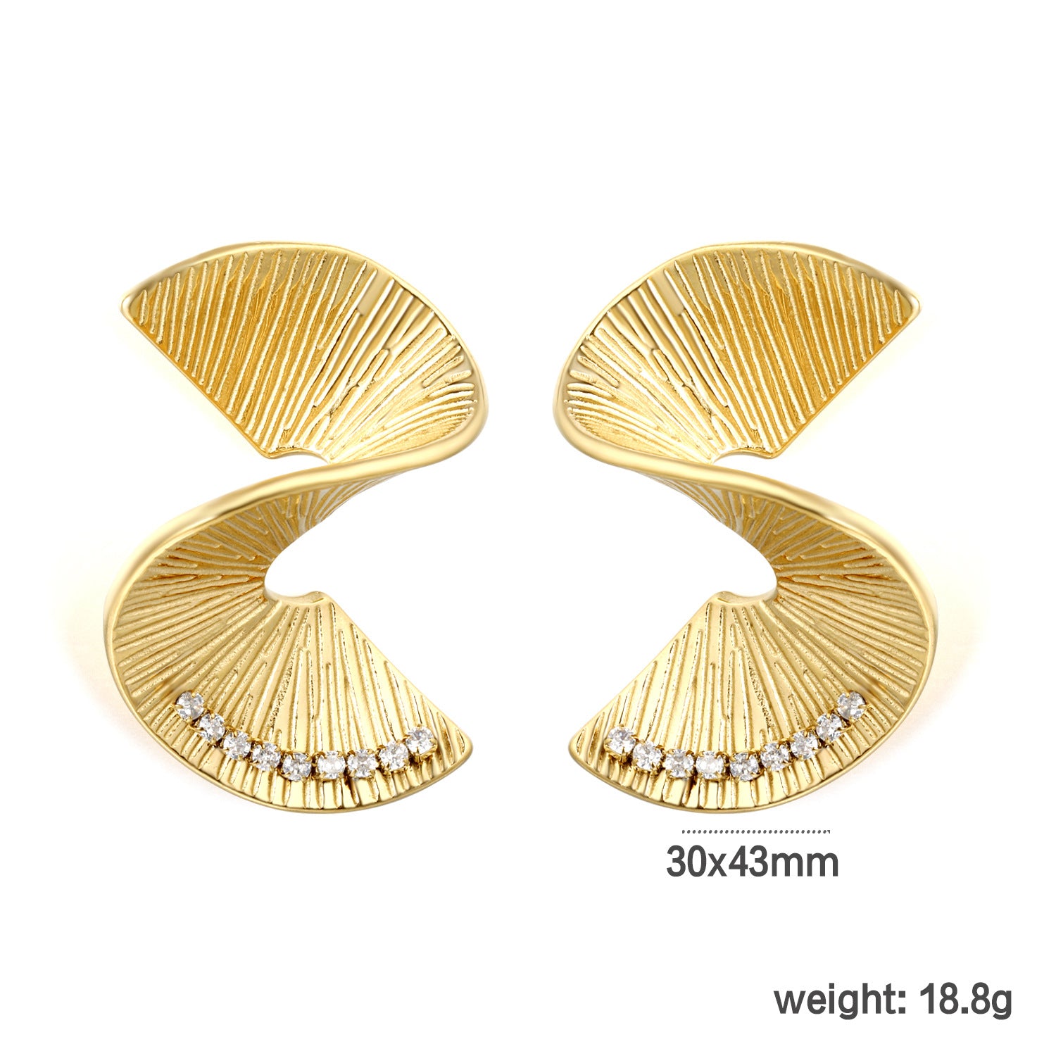 Damen moderne Ohrstecker aus goldplattiertem Edelstahl mit geschwungenem Design Shop Nory