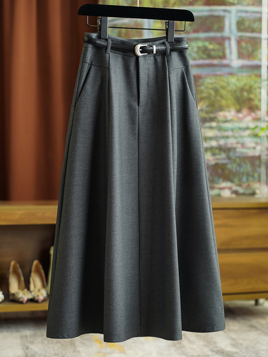Damen Eleganter Midirock mit Taillengürtel Shop Nory