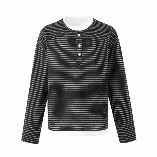 Damen Gestreiftes Langarm-Henley-Shirt mit Knopfleiste und Lagenlook Shop Nory