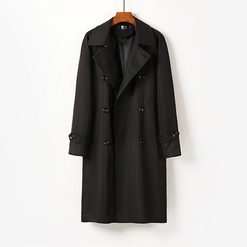 Herren Wasserabweisender Doppelreihiger Trenchcoat mit breitem Revers und knieumspielender Länge Shop Nory