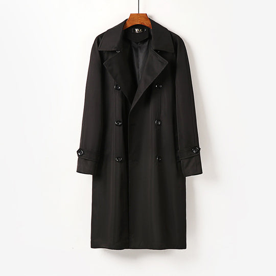Herren Wasserabweisender Doppelreihiger Trenchcoat mit breitem Revers und knieumspielender Länge Shop Nory