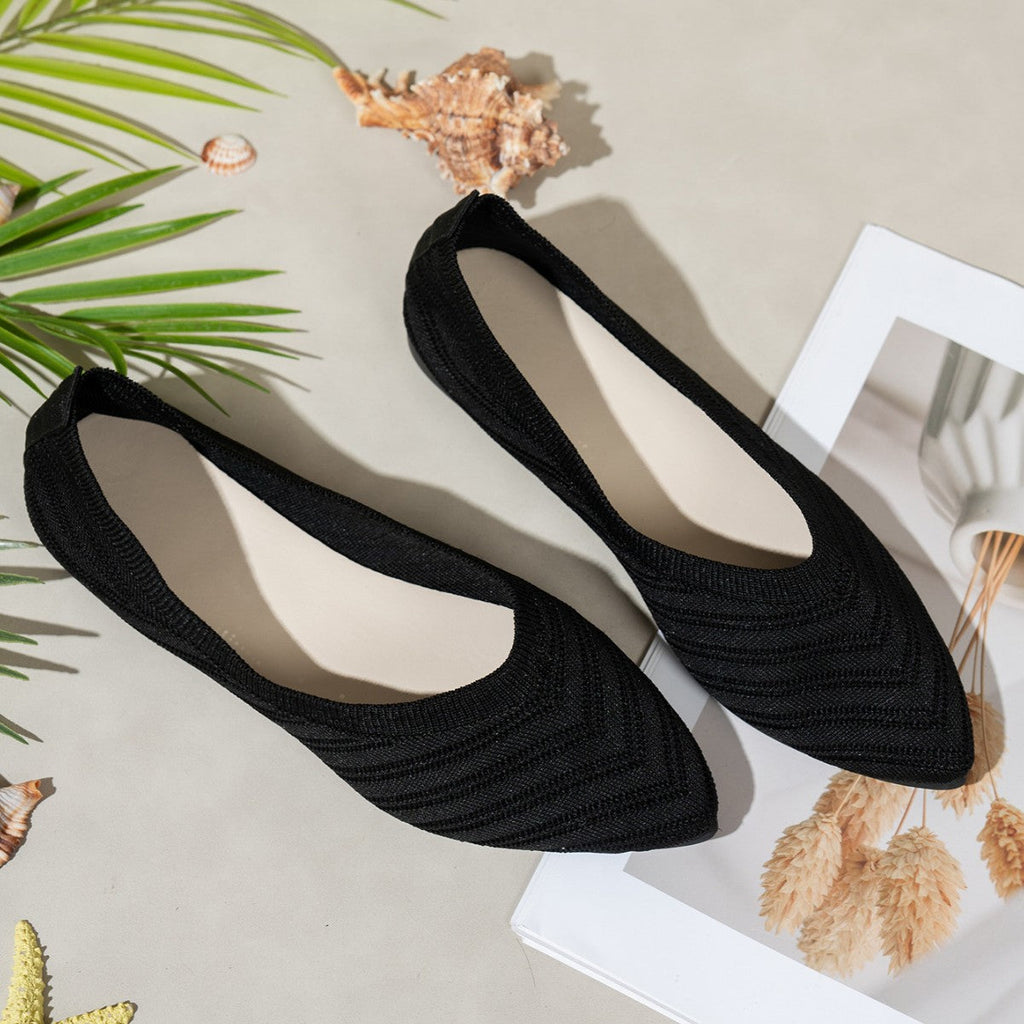 Damen Ballerinas aus atmungsaktivem Strickmaterial mit elegantem Schnitt