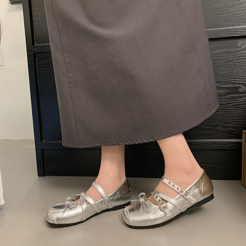 Damen Ballerinas mit verstellbaren Riemchen und süßem Schleifendesign Shopnory