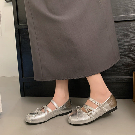 Damen Ballerinas mit verstellbaren Riemchen und süßem Schleifendesign Shopnory