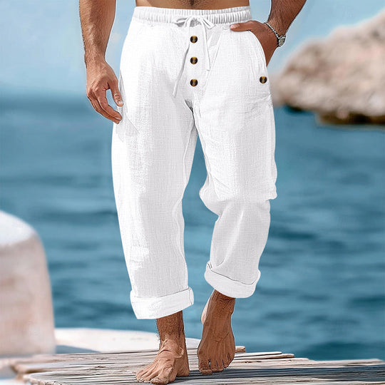 Herren lockere Strandhose mit verstellbarem Kordelzug und praktischen Seitentaschen