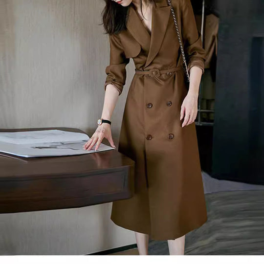 Damen Eleganter Trenchcoat mit doppelter Knopfleiste und Taillengürtel Shop Nory