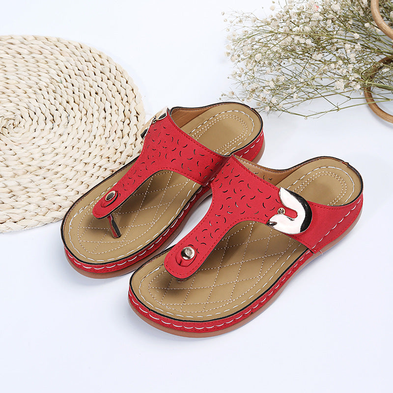 Damen Bequeme Zehentrenner-Sandalen mit verstellbarem Riemen und gepolsterter Sohle