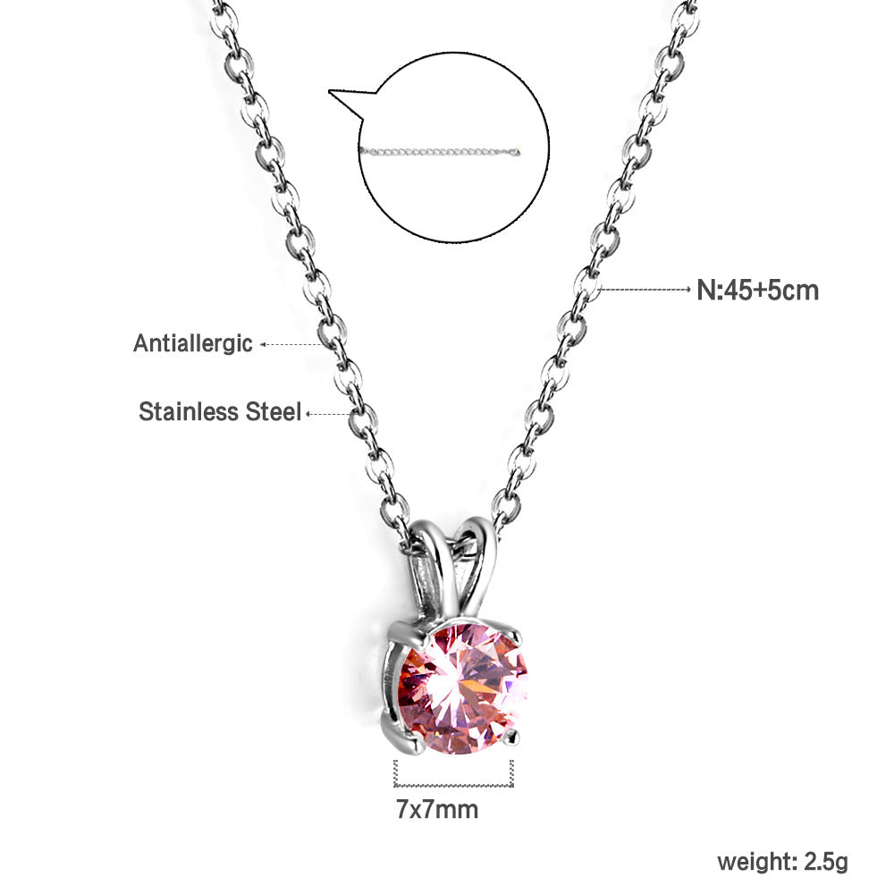 Damen Halskette mit funkelndem, antiallergischem Edelstein aus Edelstahl Shop Nory