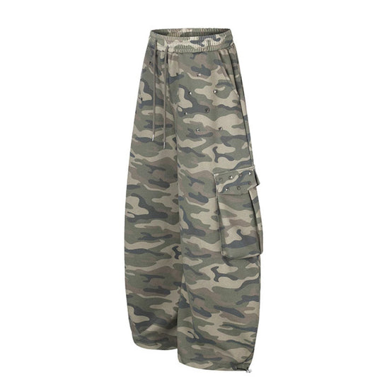 Damen Weite Cargohose im Camouflage-Design mit elastischem Bund und großen Taschen Shop Nory
