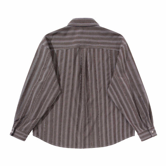 Herren lockeres gestreiftes Overshirt im Hemdjacken‑Stil mit Brusttaschen und abgerundetem Saum Shop Nory