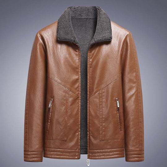 Herren Elegante Kunstlederjacke mit hohem Kragen Shop Nory