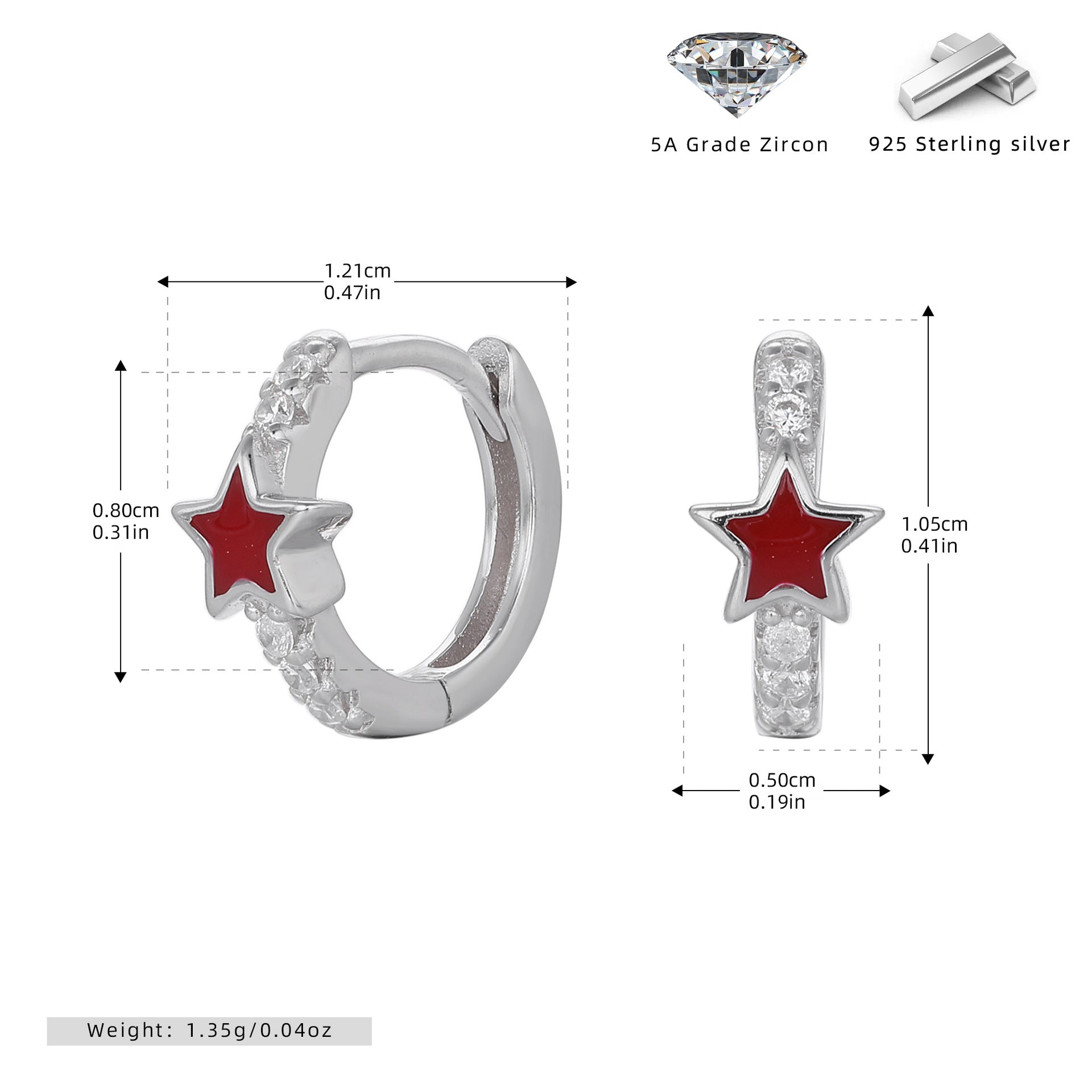 Damen Creolen mit funkelndem Sternmotiv und elegantem 925 Sterling Silber Shop Nory
