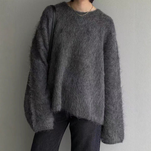Damen Flauschiger Oversize-Pullover im Angora-Look mit kastiger Silhouette Shop Nory