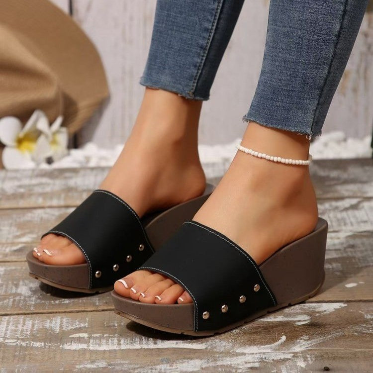 Damen Elegante und bequeme Keil-Pantoletten Shopnory