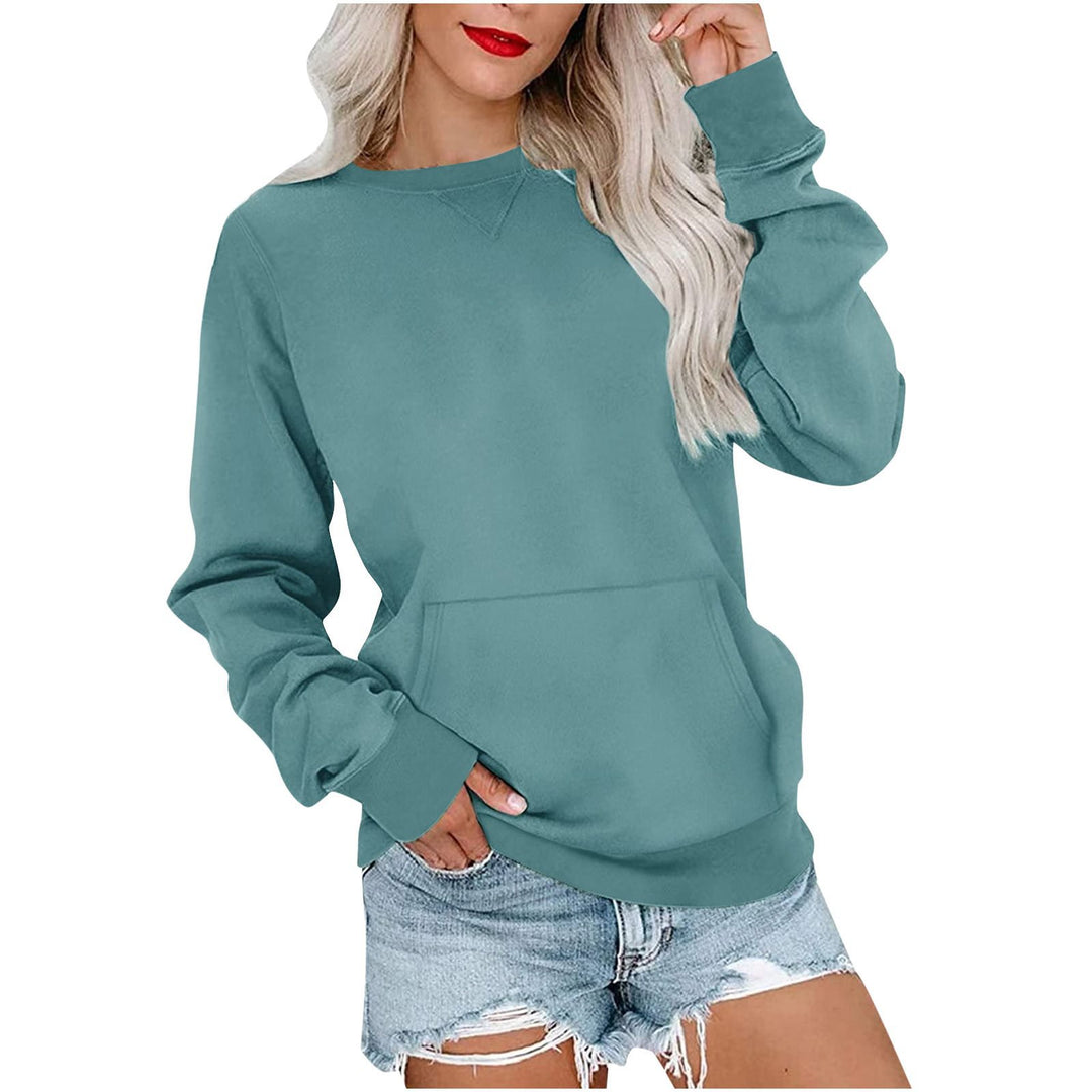 Damen Lockeres Sweatshirt mit Rundhalsausschnitt und Kängurutasche Shop Nory