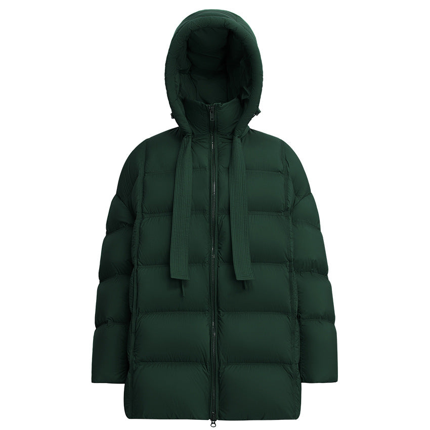 Damen Steppige wärmende Daunenjacke mit Kapuze und weiter Silhouette Shop Nory