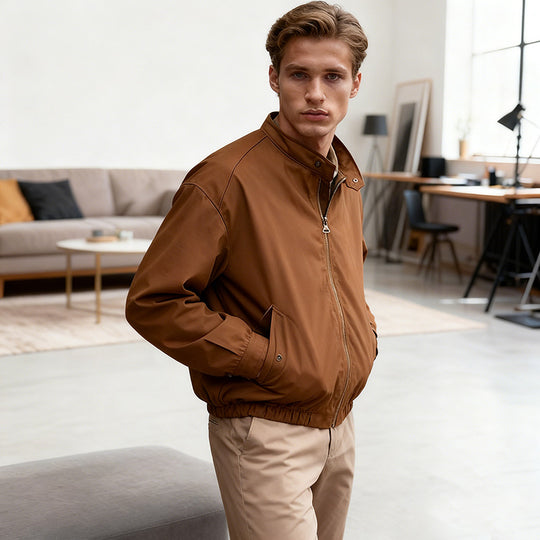 Herren Leichte Bomberjacke aus Nylon mit Reißverschluss, Pattentaschen und elastischen Bündchen Shop Nory