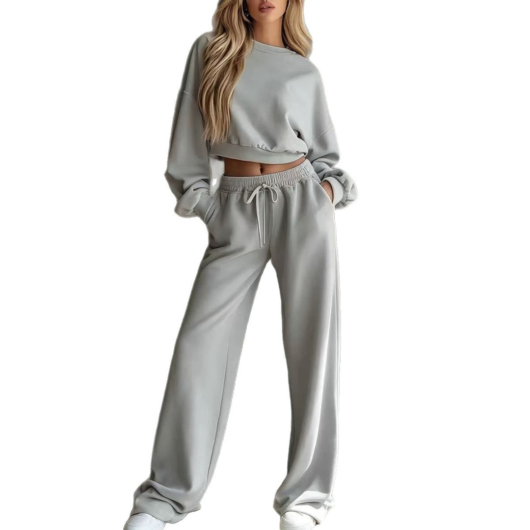 Damen Weiches Lounge-Set mit kurzem Sweatshirt und weiter Jogginghose Shop Nory