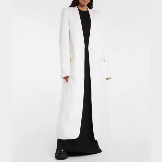 Damen Maxilanger schlanker Mantelblazer mit verdeckter Knopfleiste und schmaler Schulterlinie Shop Nory