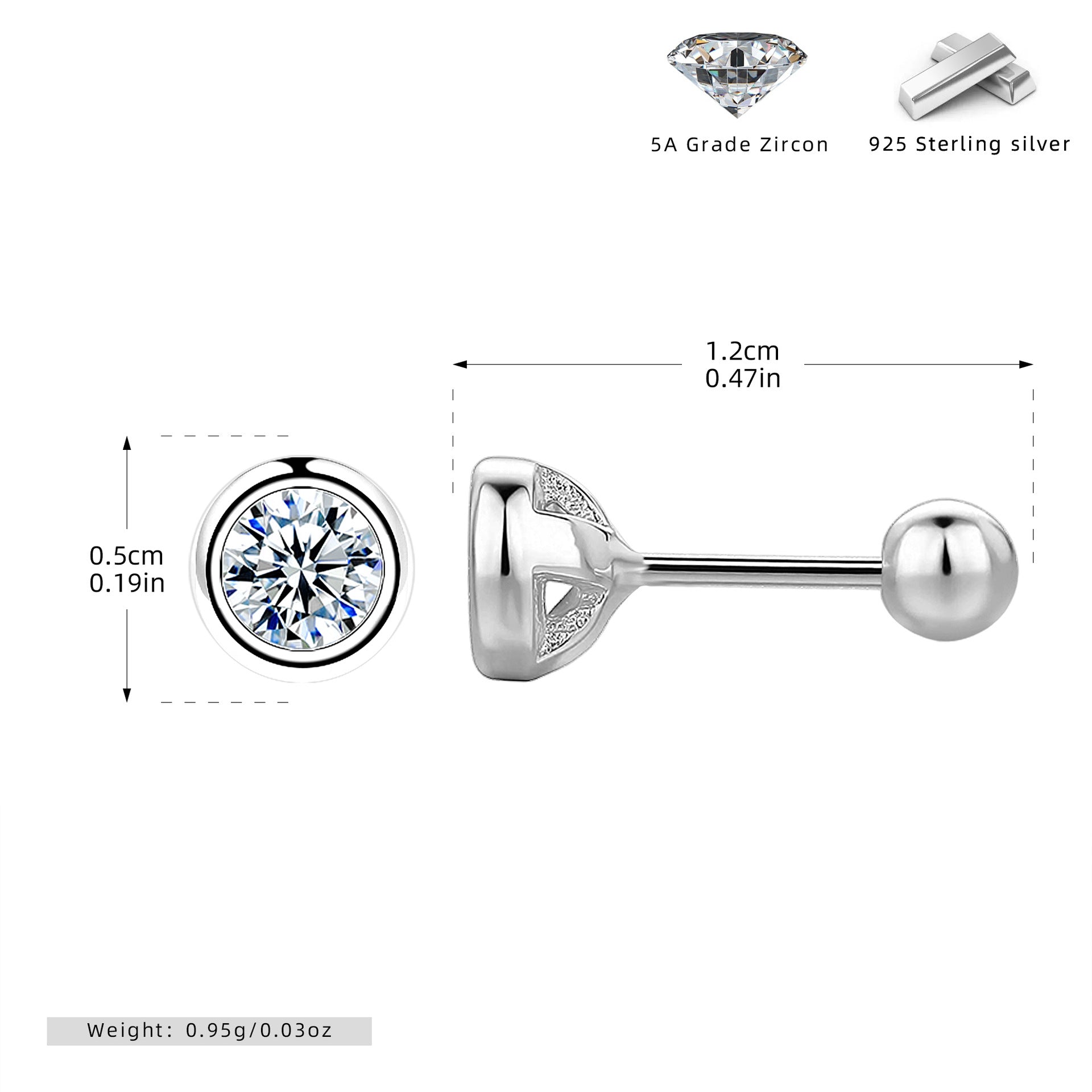 Damen Piercing mit funkelndem 5A Zirkon aus hochwertigem 925 Sterling Silber Shop Nory