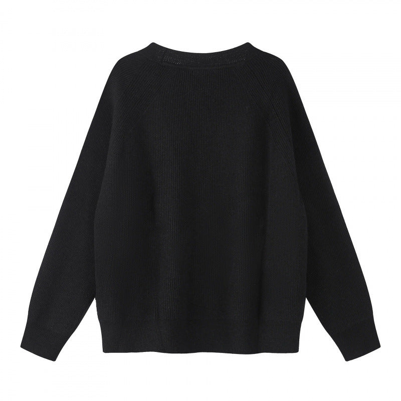 Unisex Boxy-Grobstrick-Cardigan mit V-Ausschnitt, Knopfleiste und Raglanärmeln Shop Nory
