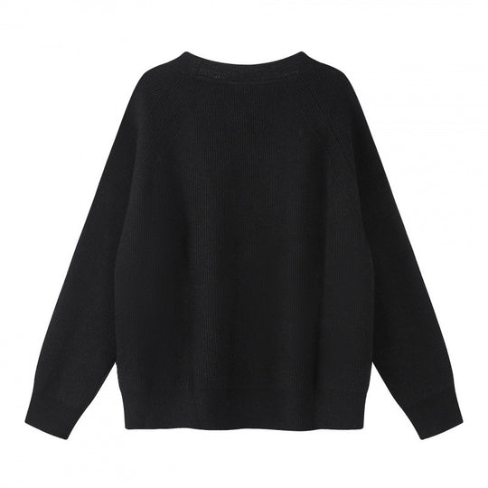 Unisex Boxy-Grobstrick-Cardigan mit V-Ausschnitt, Knopfleiste und Raglanärmeln Shop Nory