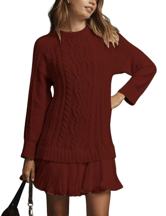 Damen nan Kabelstrick-Pullover mit Tunika-Schnitt, Zopfmuster und Rippbündchen Shop Nory