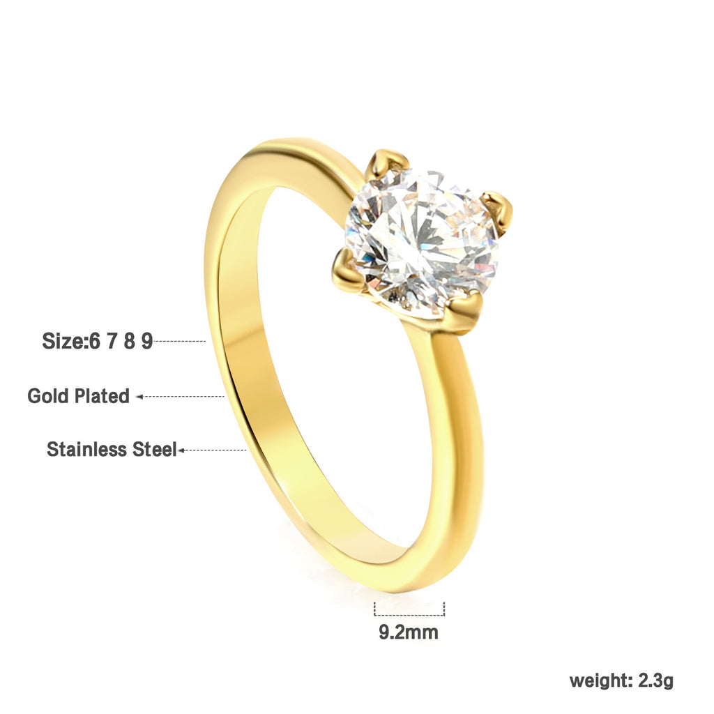 Damen Ring mit funkelndem Kristall und hochwertiger goldplattierter Oberfläche Shop Nory
