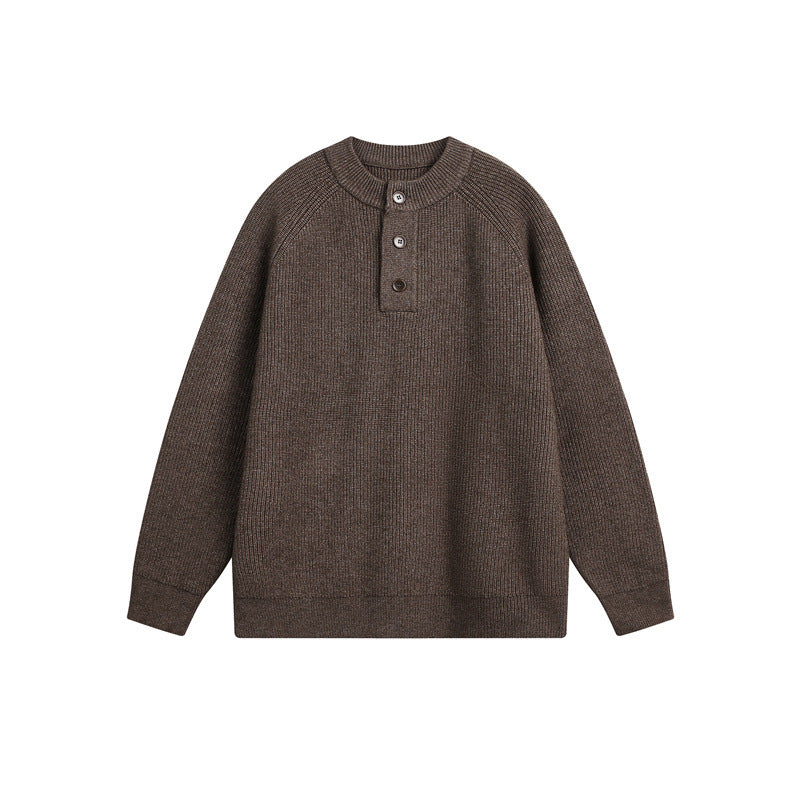 Unisex Strick-Henleypullover mit halber Knopfleiste und Raglanärmeln Shop Nory