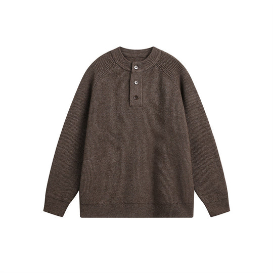 Unisex Strick-Henleypullover mit halber Knopfleiste und Raglanärmeln Shop Nory
