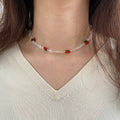 Damen Halskette mit dekorativem Kristall- und Fruchtmuster Shop Nory