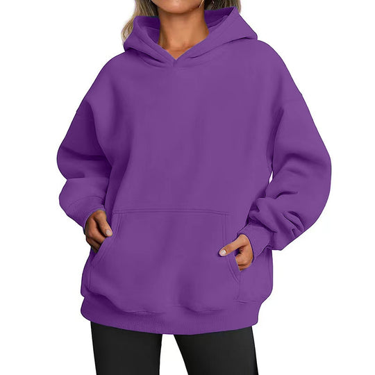 Damen nan Oversize-Kapuzenpullover mit Raglanärmeln, Kängurutasche und weichem Fleece-Innenfutter Shop Nory