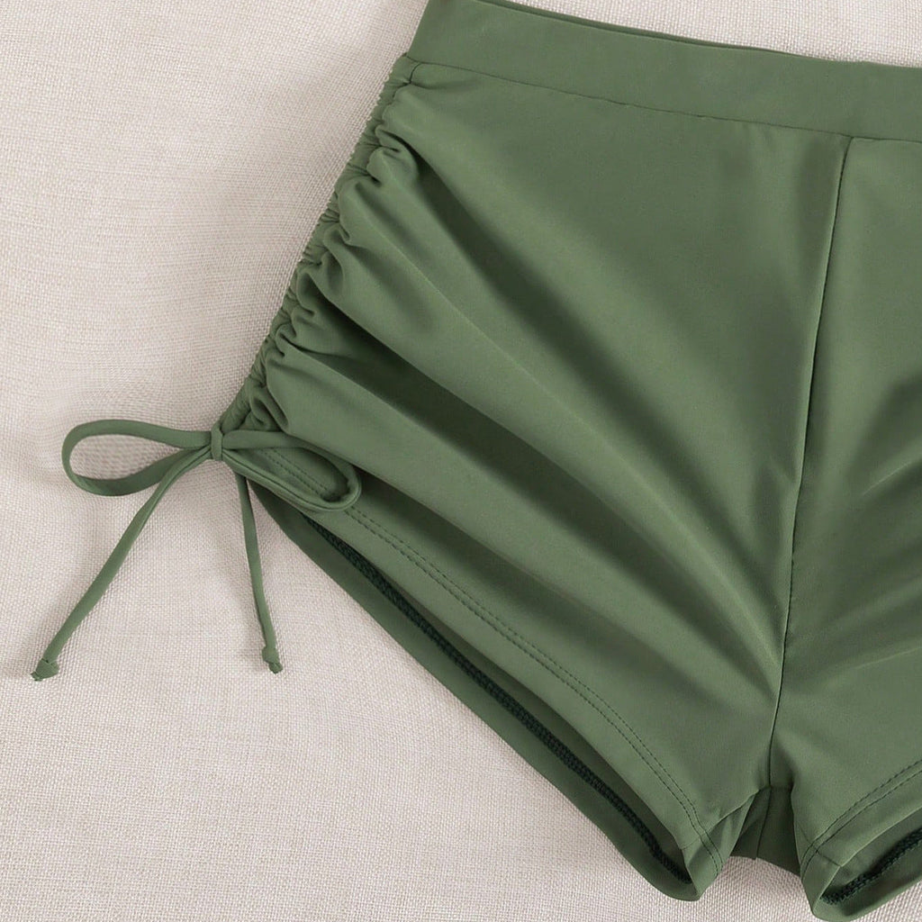 Damen Sportlicher Bikini mit gerafften Shorts
