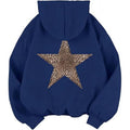 Damen Kapuzensweater mit stylish Leopardstern-Design und entspannter Passform