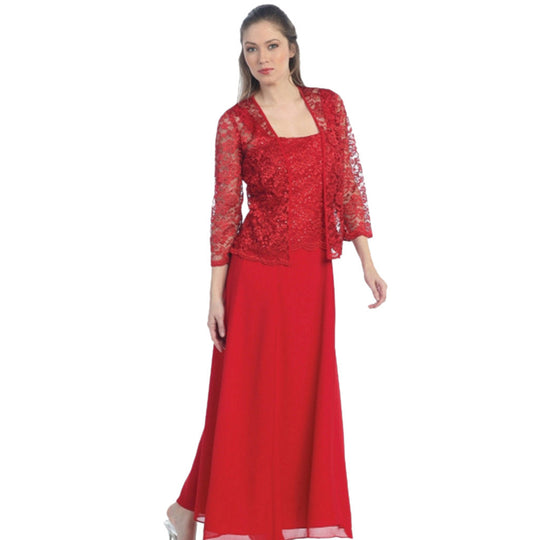 Damen Elegantes Abend-Maxi-Kleid mit Spitzenbolero und tailliertem Unterkleid Shop Nory